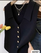 Chaleco de punto para mujer negro A25QF02