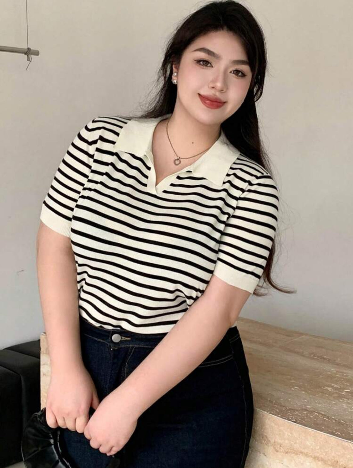 Camisa de punto de manga corta A25PU08