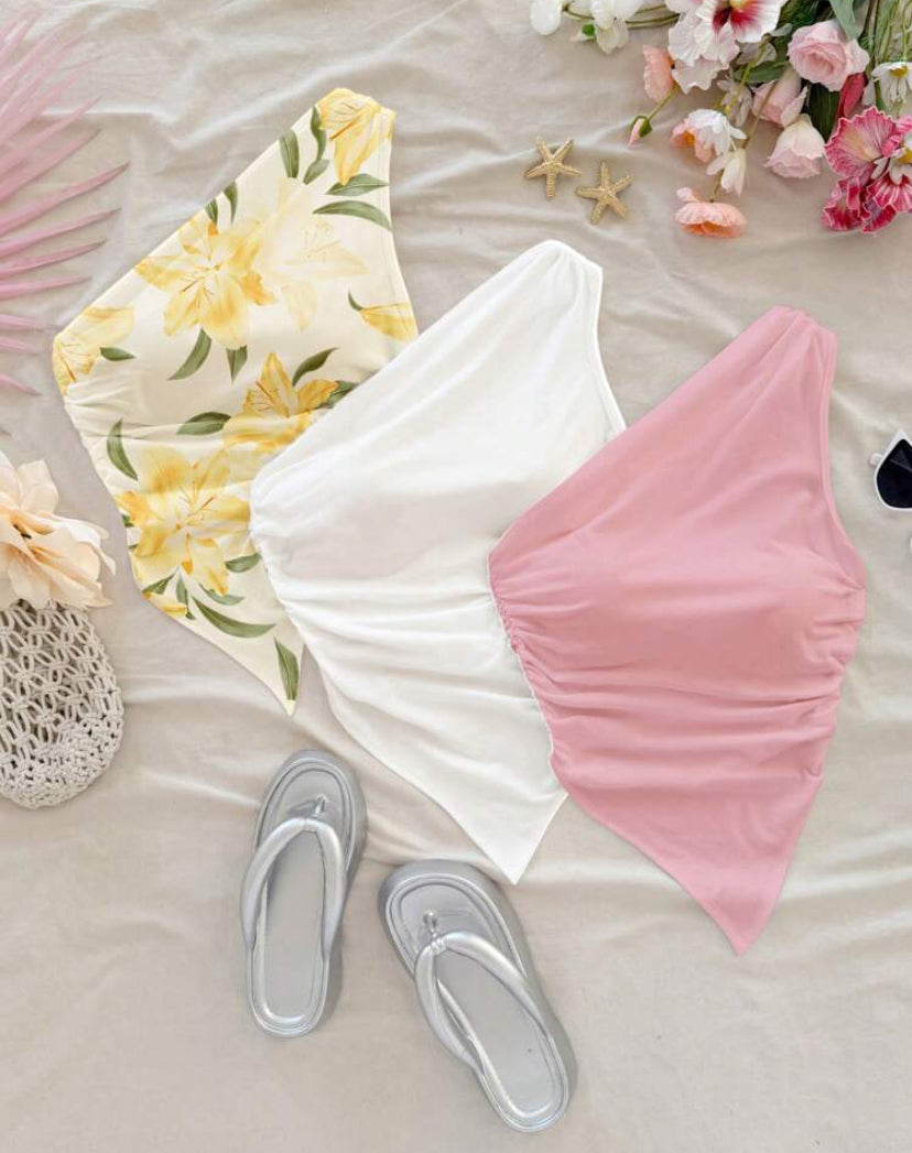 Blusa ajustada con cuello Asimétrico A25QB05