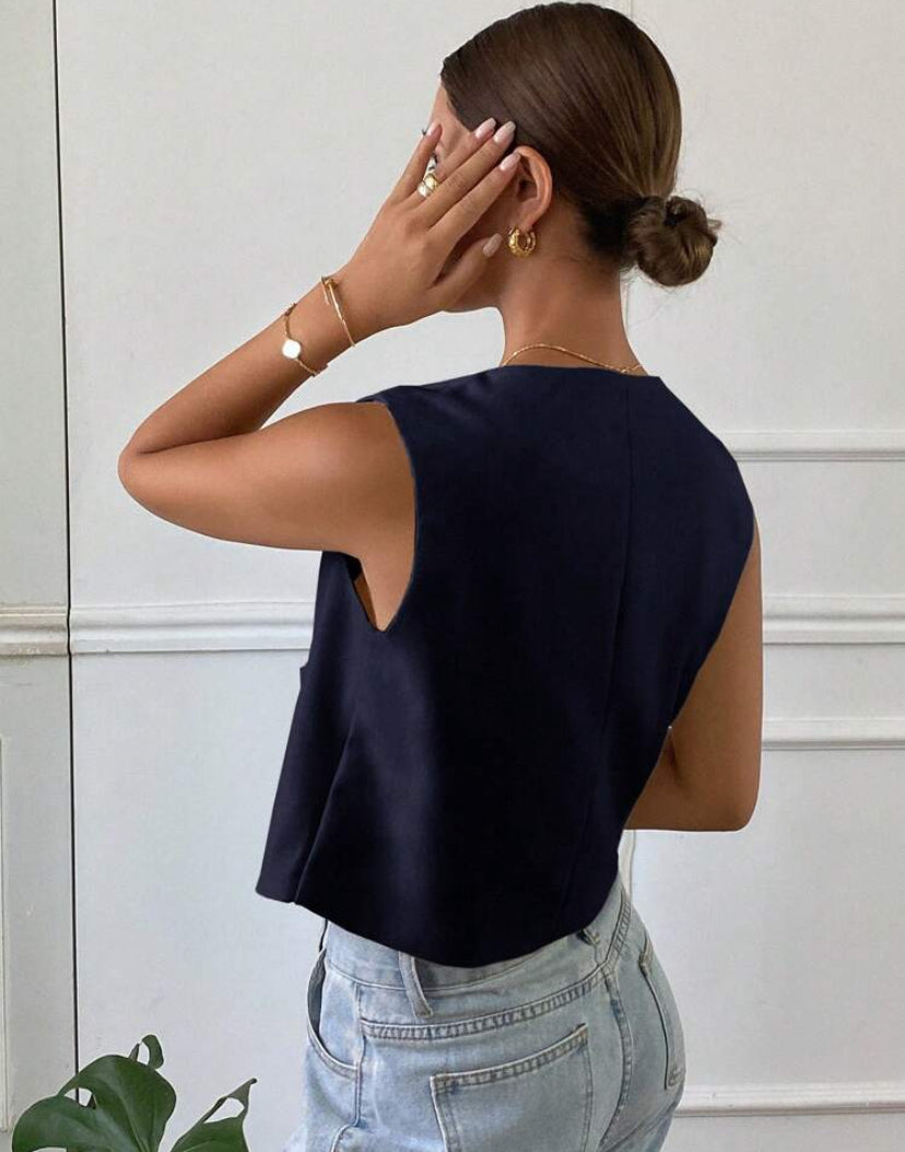 Chaqueta ajustada sin mangas casual A25PN07