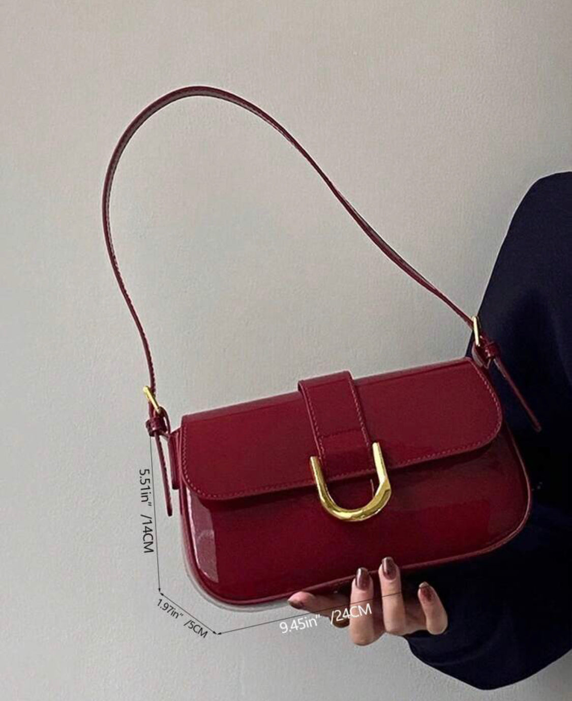 Bolso de piel sintética de moda burdeos A25QK06