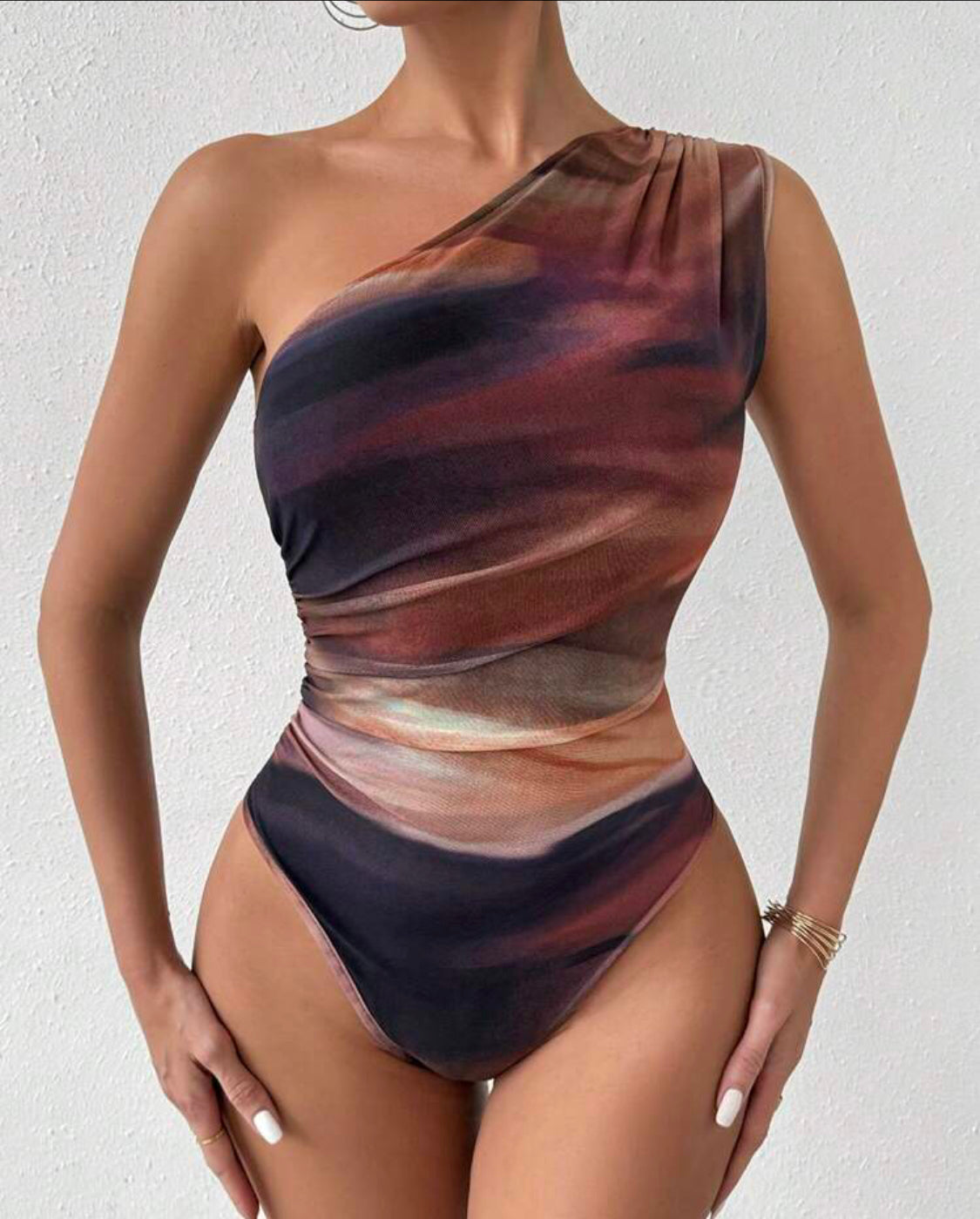 Body de un hombro teñido multicolor A25QI02