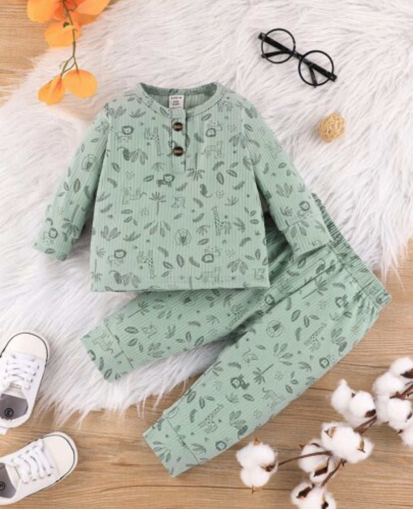 Conjunto de Sudadera de manga larga con estampado de dibujo AB01