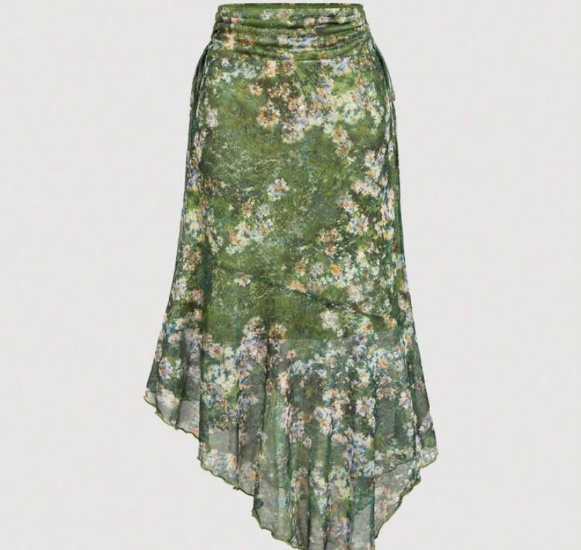 Falda con estampado vintage Asimetríco A25QB07