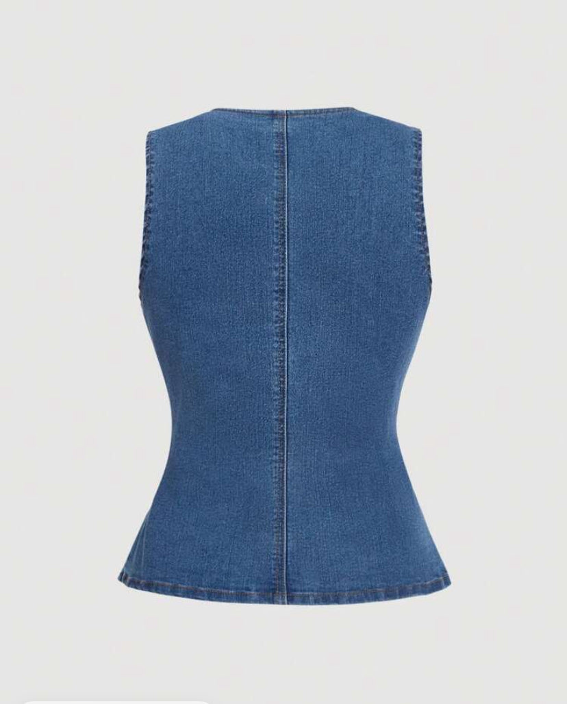 Top de mezclilla sin mangas A25PK06