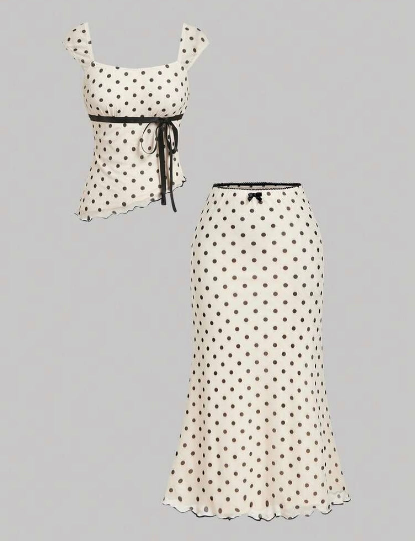 CONJUNTO DE DOS PIEZAS CON LUNARES MY26AH05