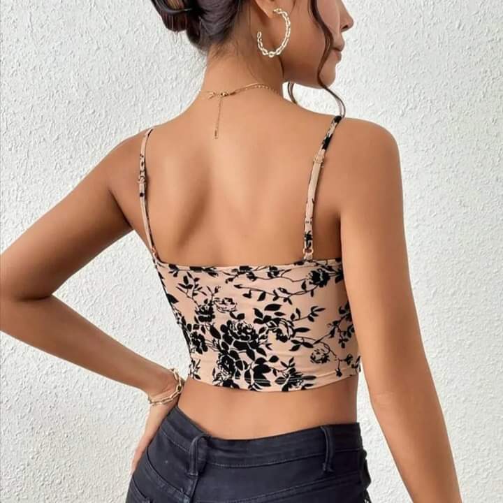 Top Corto de Tirantes Ajustables con Estampado Floral (984)