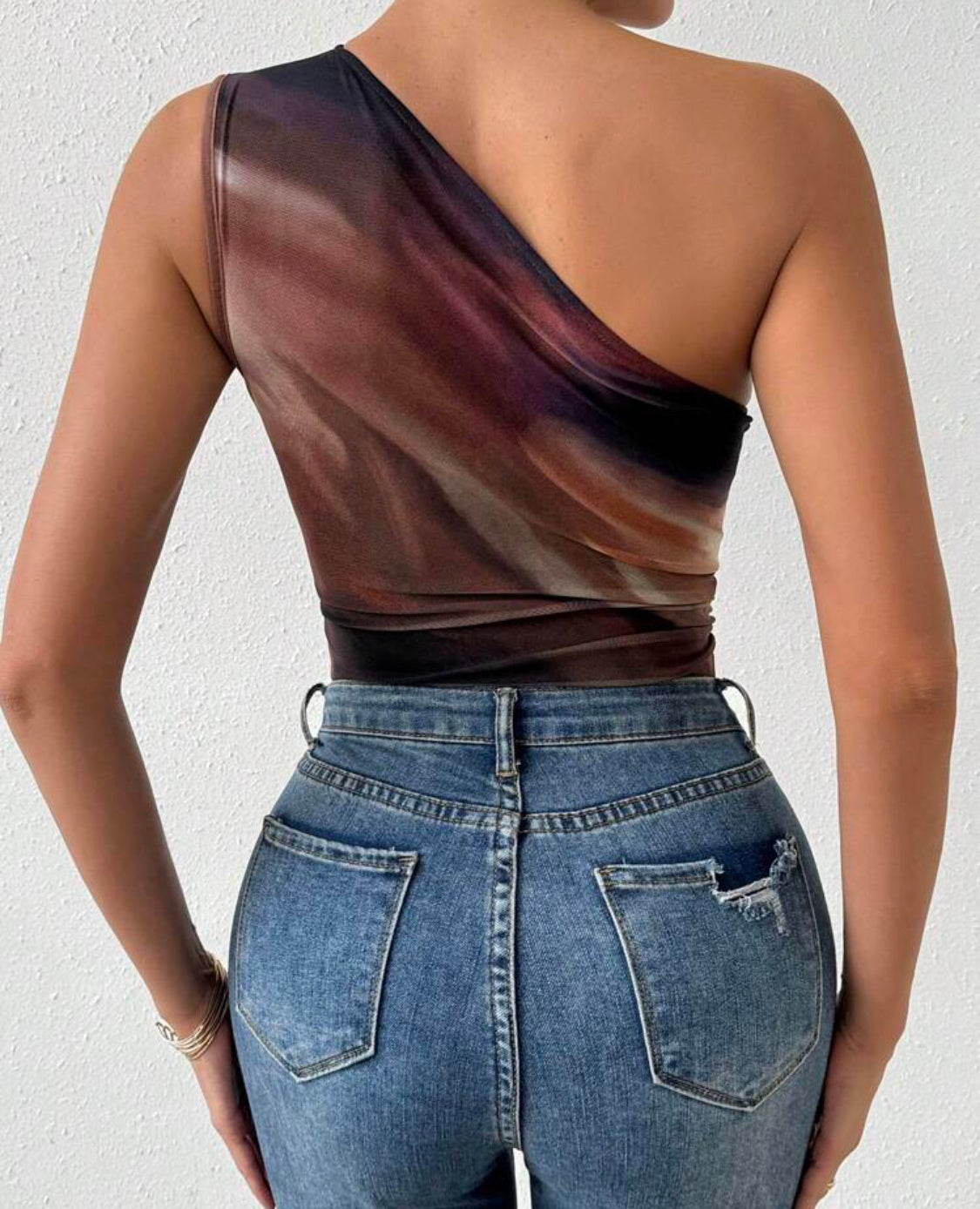 Body de un hombro teñido multicolor A25QI02