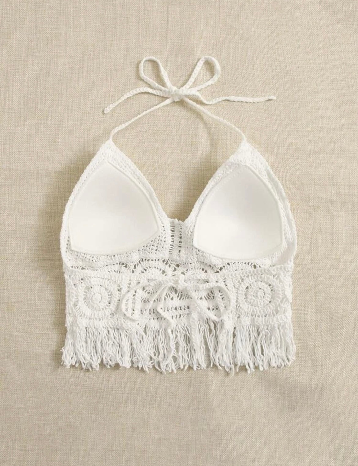 TopLovers ribete con fleco y cordón trasero de cuello M25PB07