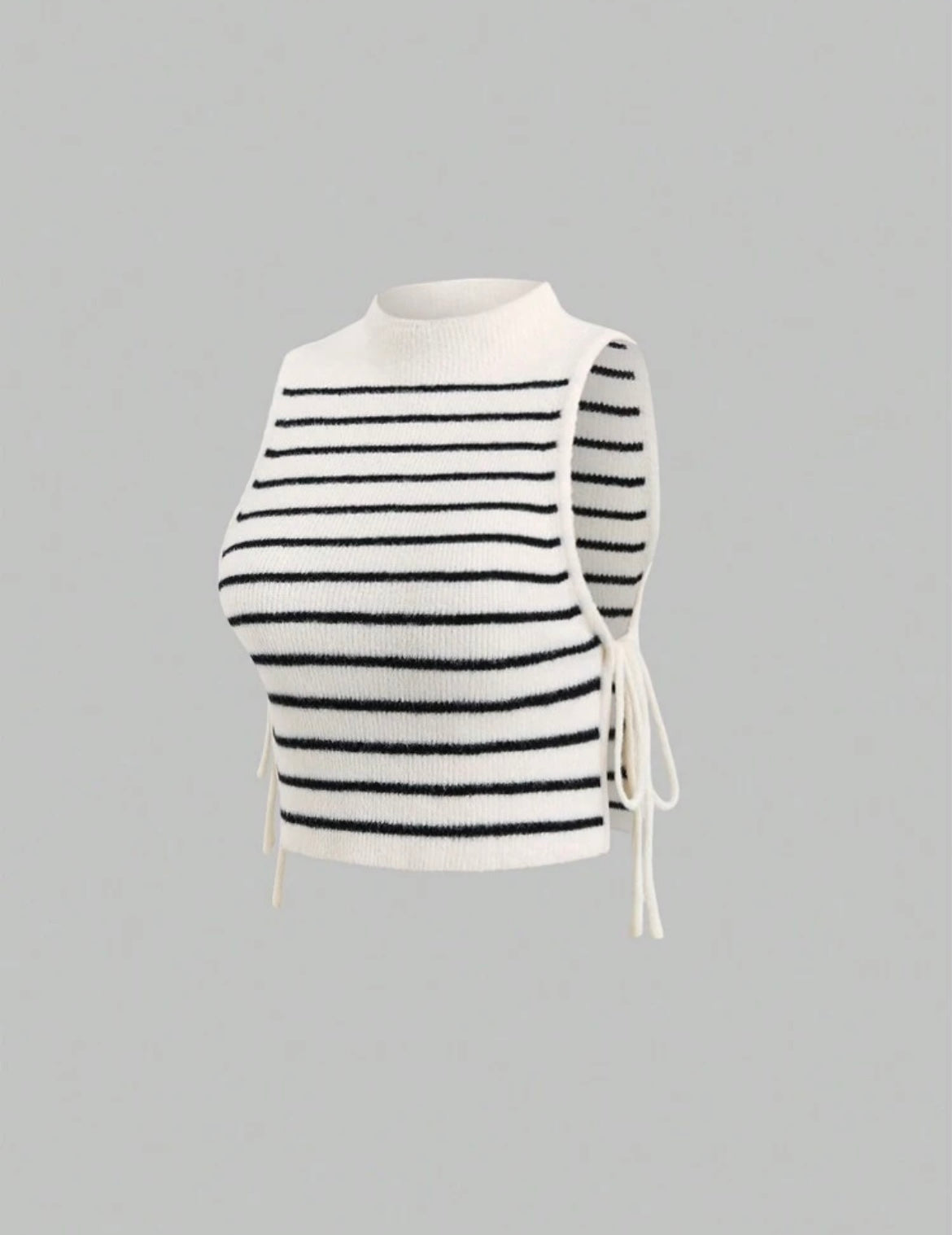 TopTrend Top de punto sin mangas con rayas y lazo M25PB09