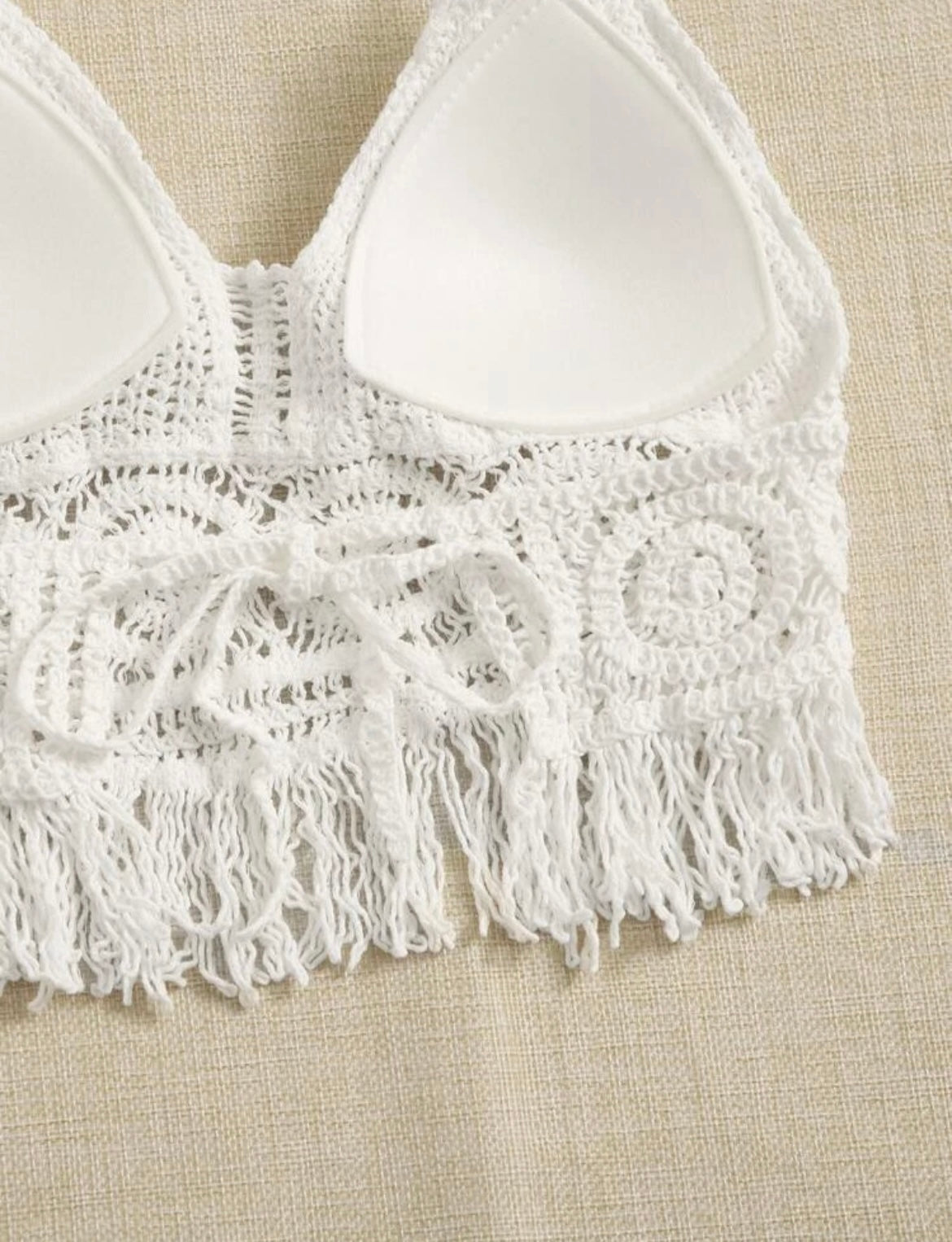 TopLovers ribete con fleco y cordón trasero de cuello M25PB07