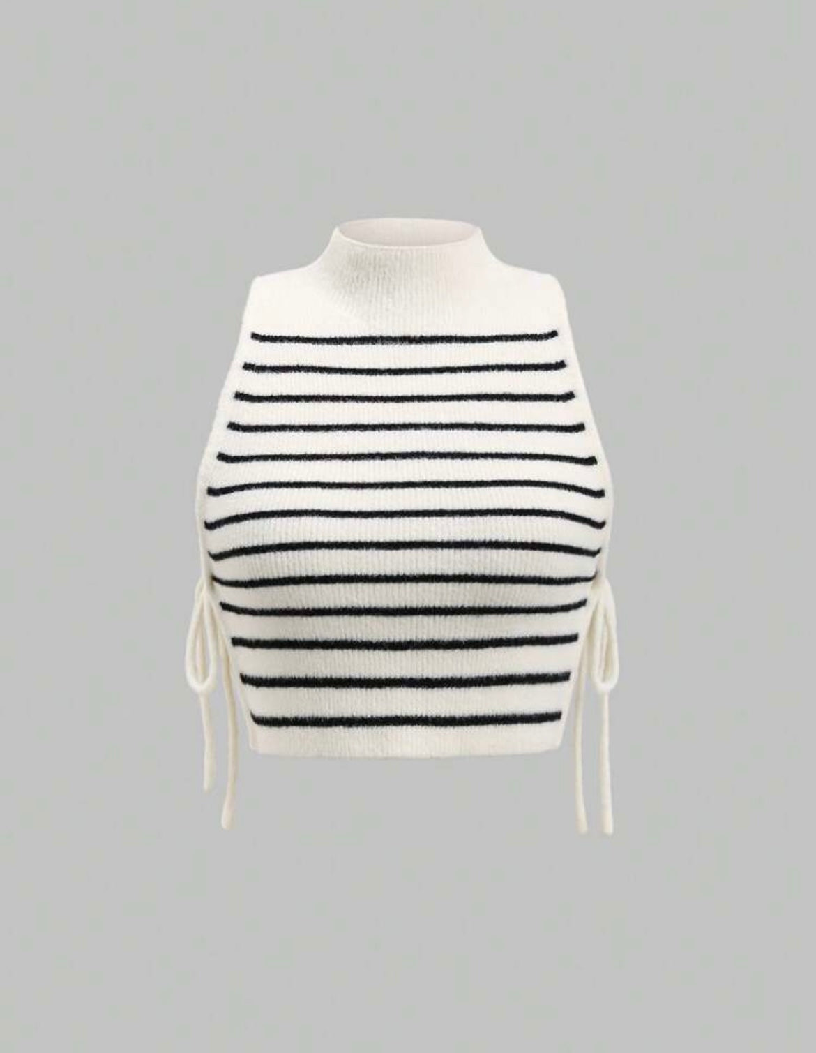 TopTrend Top de punto sin mangas con rayas y lazo M25PB09
