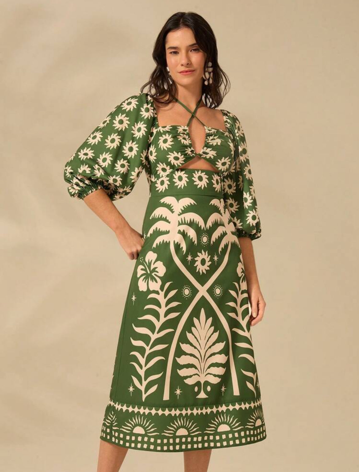 Vestido de verano hoja tropical M25ÑS08