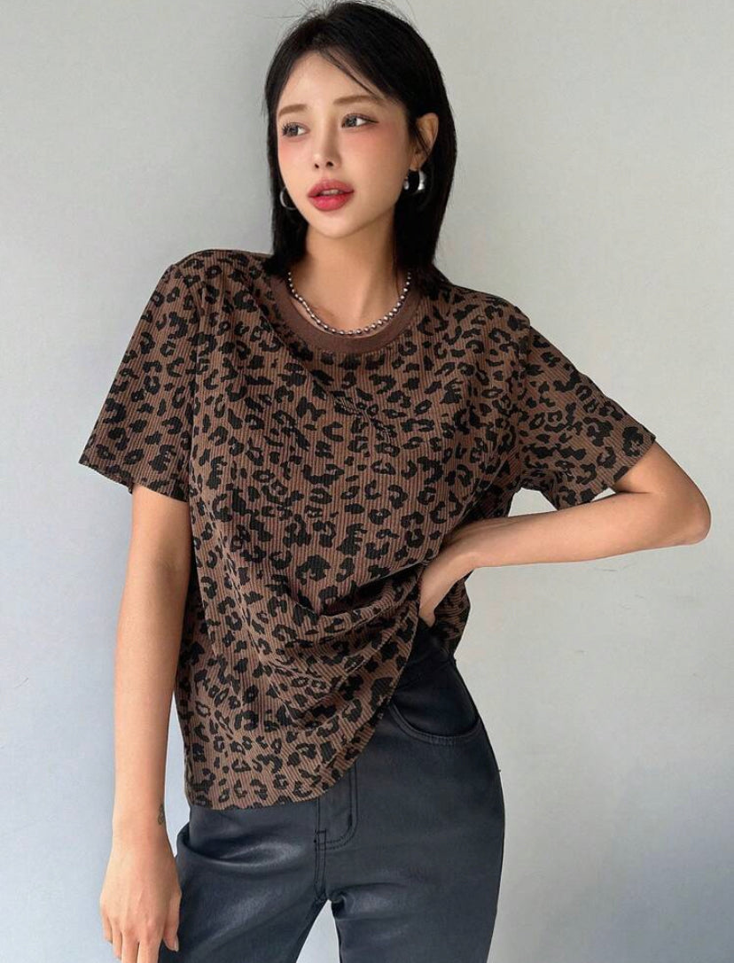 Camiseta estampado de leopardo MF04