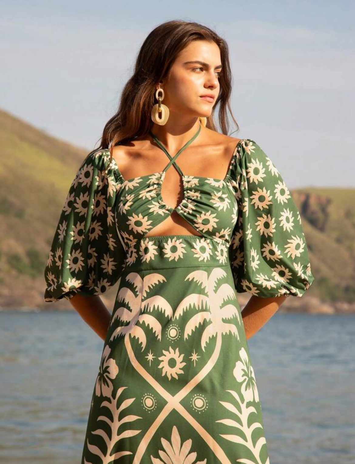 Vestido de verano hoja tropical M25ÑS08