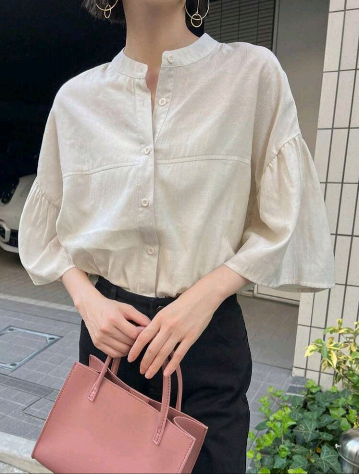 Camisa Unicolor con Botón Delantero ET08