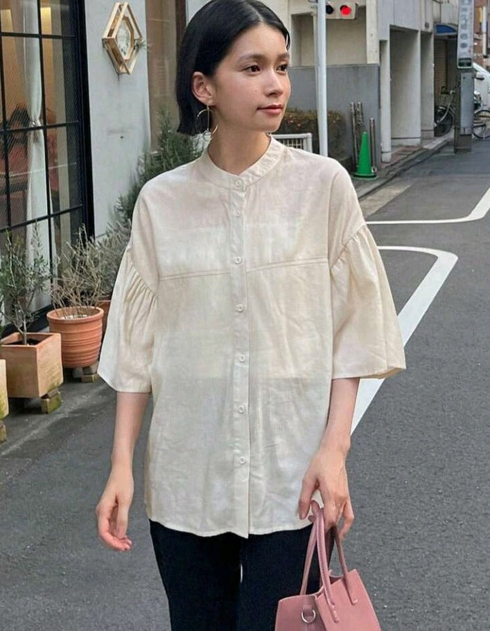 Camisa Unicolor con Botón Delantero ET08