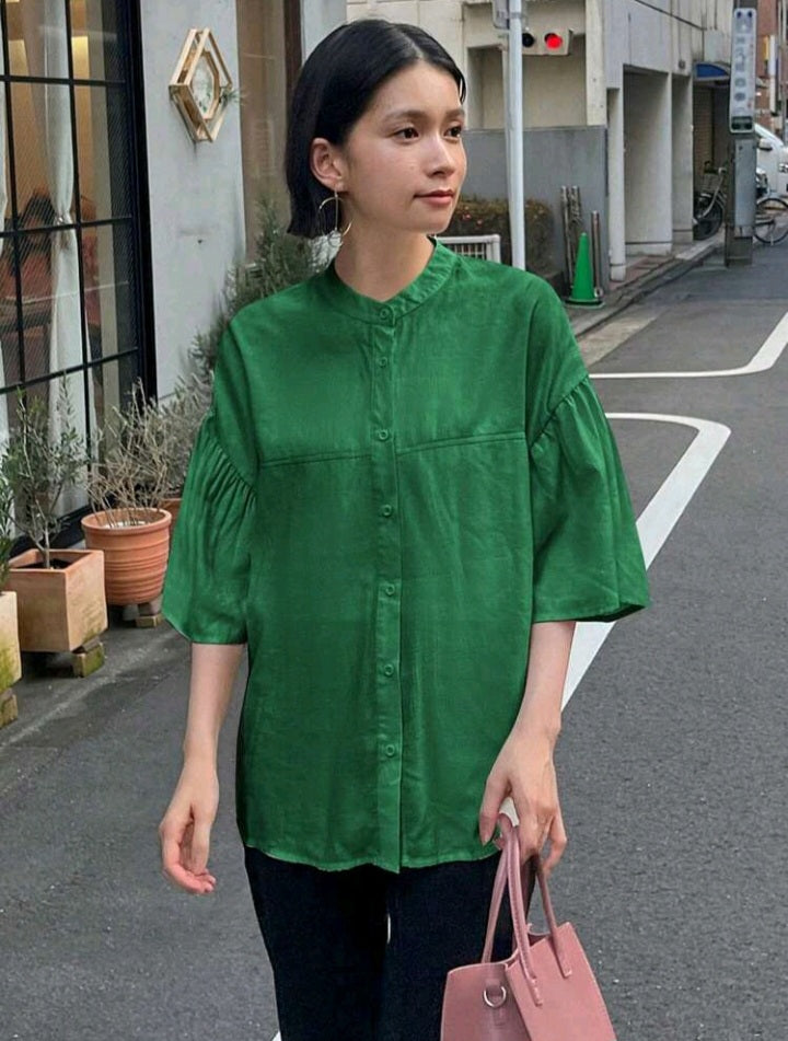 Camisa Unicolor con Botón Delantero ET08