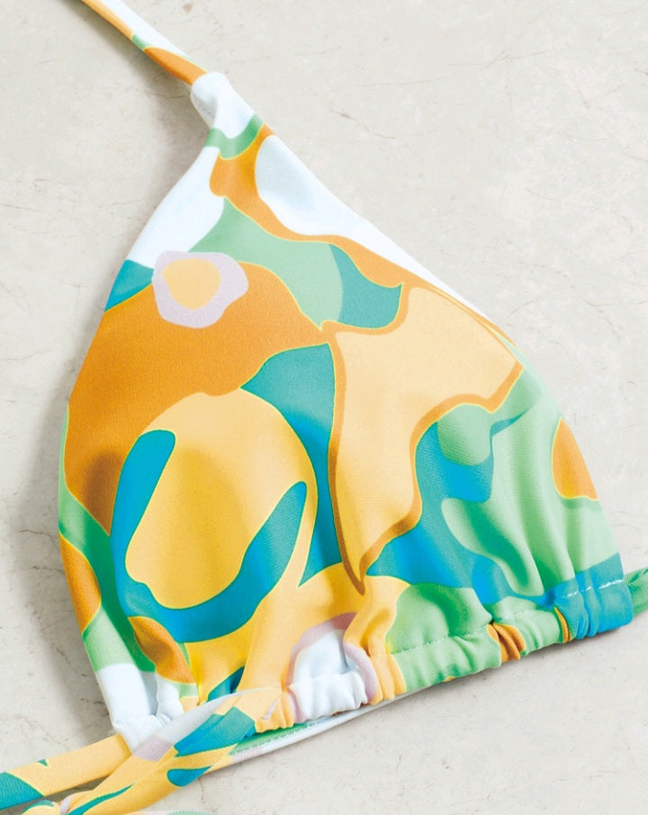 Bikini Triángulo Halter con Estampado (778)