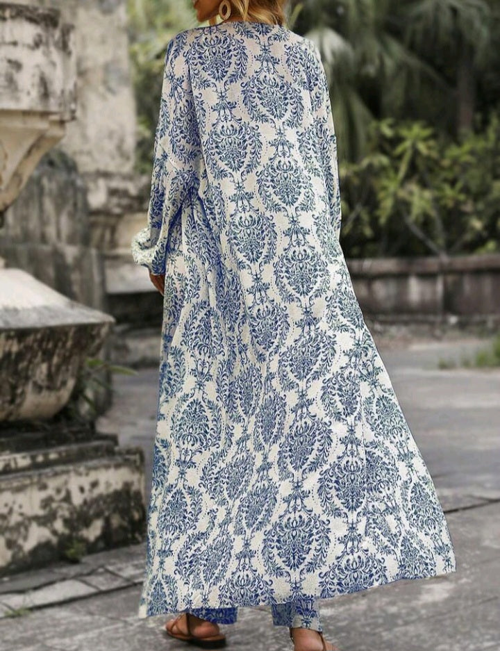 Camisa de Manga Farol y Pantalones de Pierna Ancha (582)