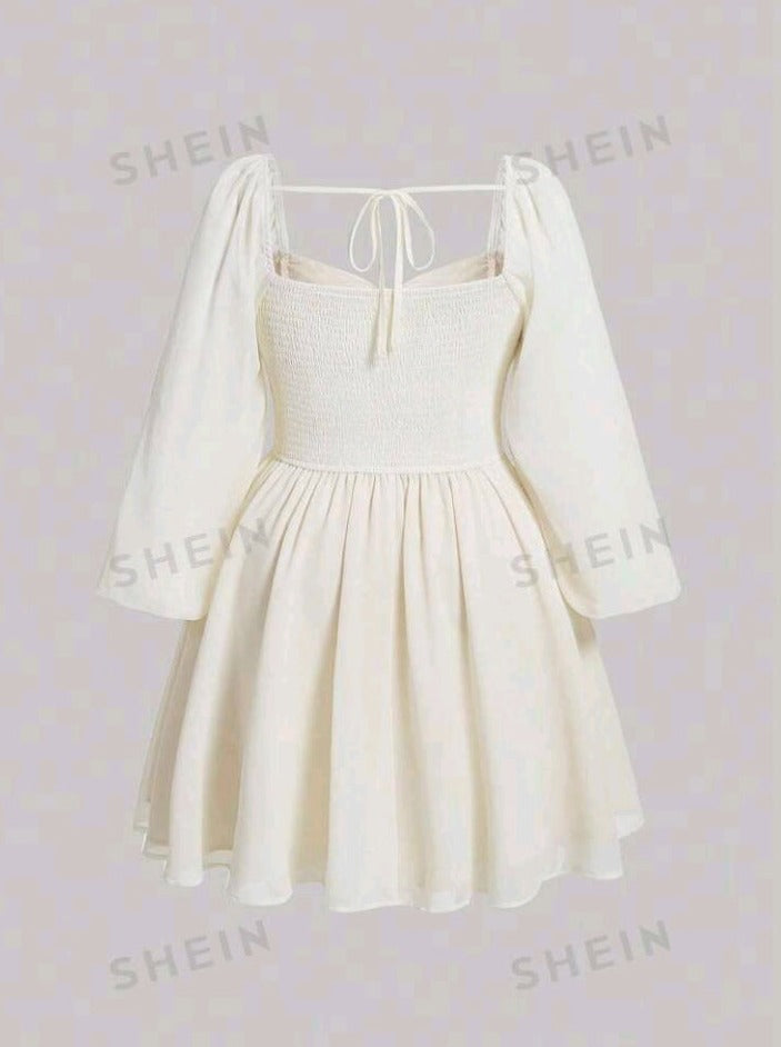 Vestido plus con mangas de farol II07