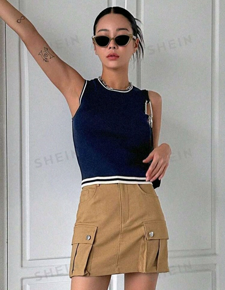 Top de Punto con Detalle de Rayas A25IN05