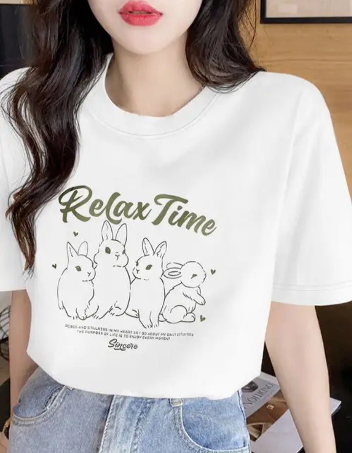 Camiseta con Estampado de Conejo A25JE09