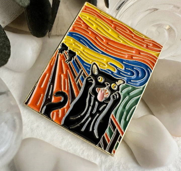 Broche Estampado de Arte con Gatos S25VH06