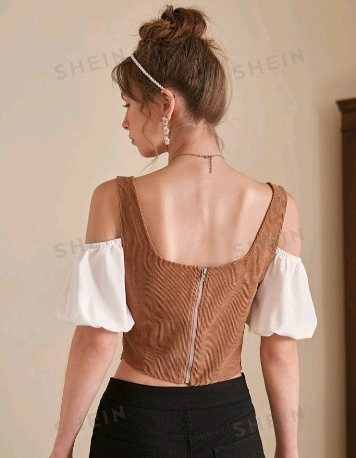 Top de Hombros Descubiertos con Cordón JZ06