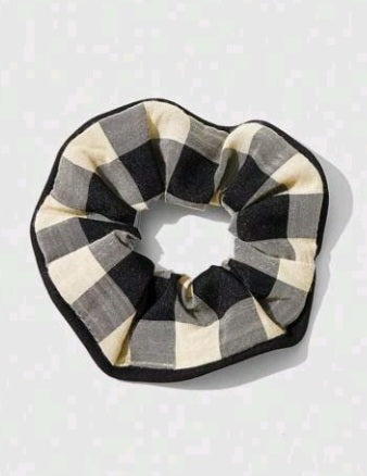 1 Piezas Scrunchie con Patrón de Cuadros KJ06