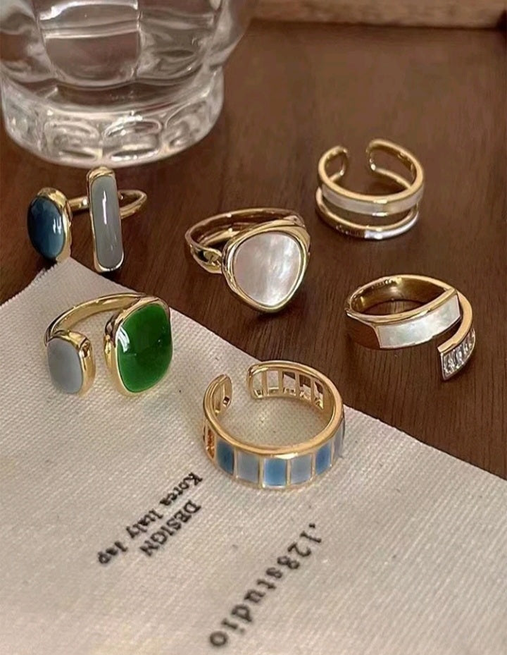 Anillo Celestial Set de 6 Anillos de Esmeralda Minimalistas KV02