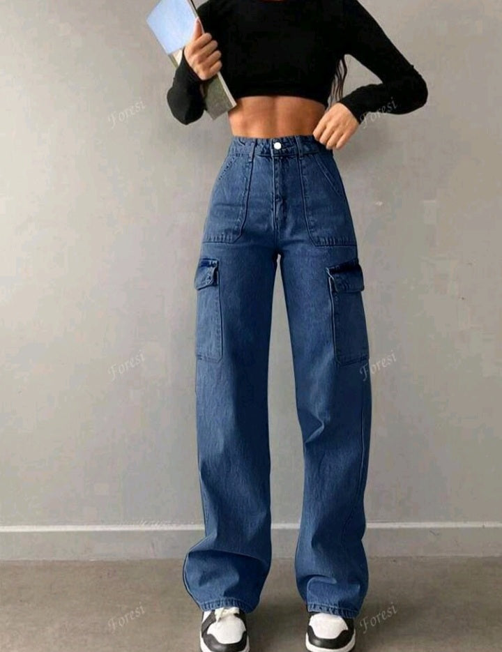 Jeans Rectos Básicos de Cintura Media LH04