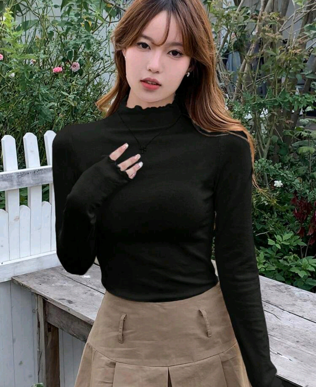 Camiseta de cuello alto Sólido EG06