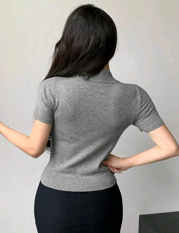 Camiseta de Punto con Detalle de Lazo E26XN06