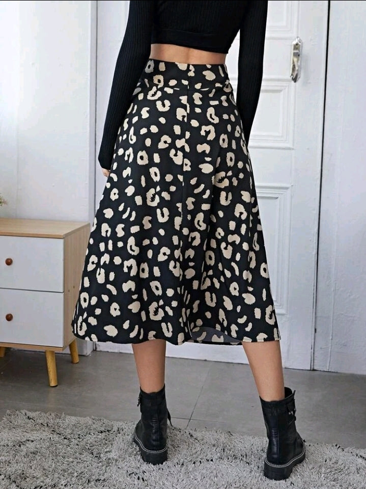 Falda Estampada de Muslo con Abertura E25MS08