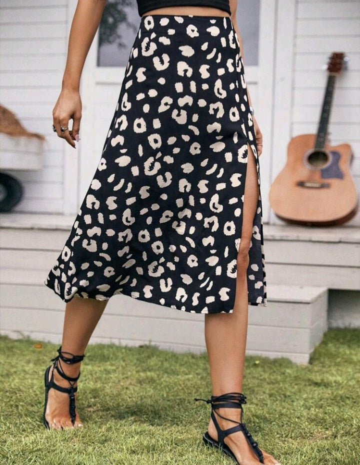 Falda Estampada de Muslo con Abertura E25MS08