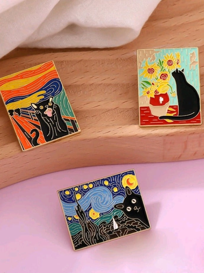 Broche Estampado de Arte con Gatos S25VH06