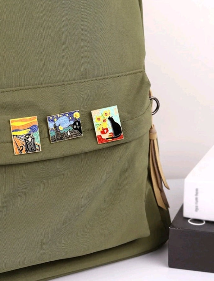 Broche Estampado de Arte con Gatos S25VH06