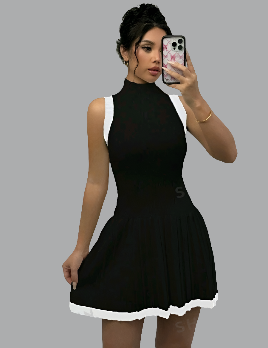 Vestido de Jersey Plisado sin Mangas D25XA03