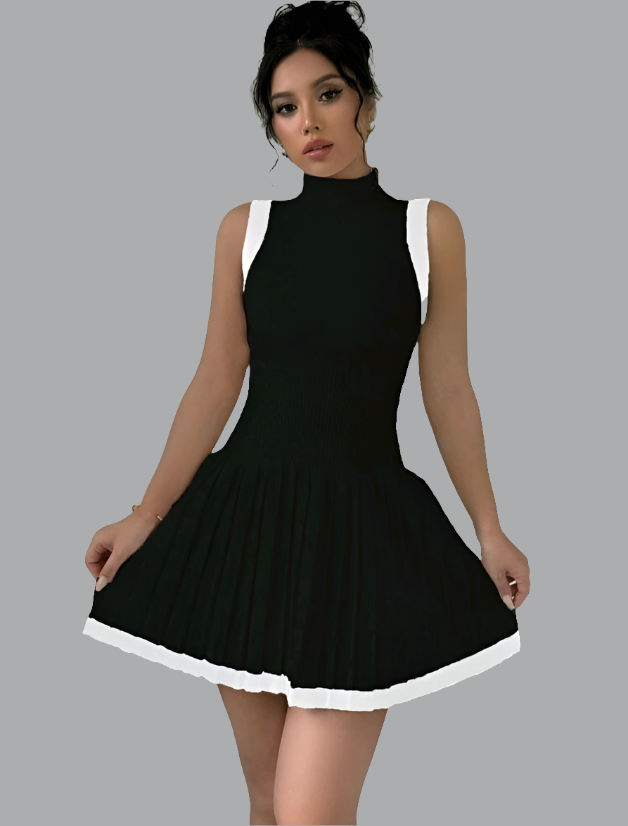 Vestido de Jersey Plisado sin Mangas D25XA03