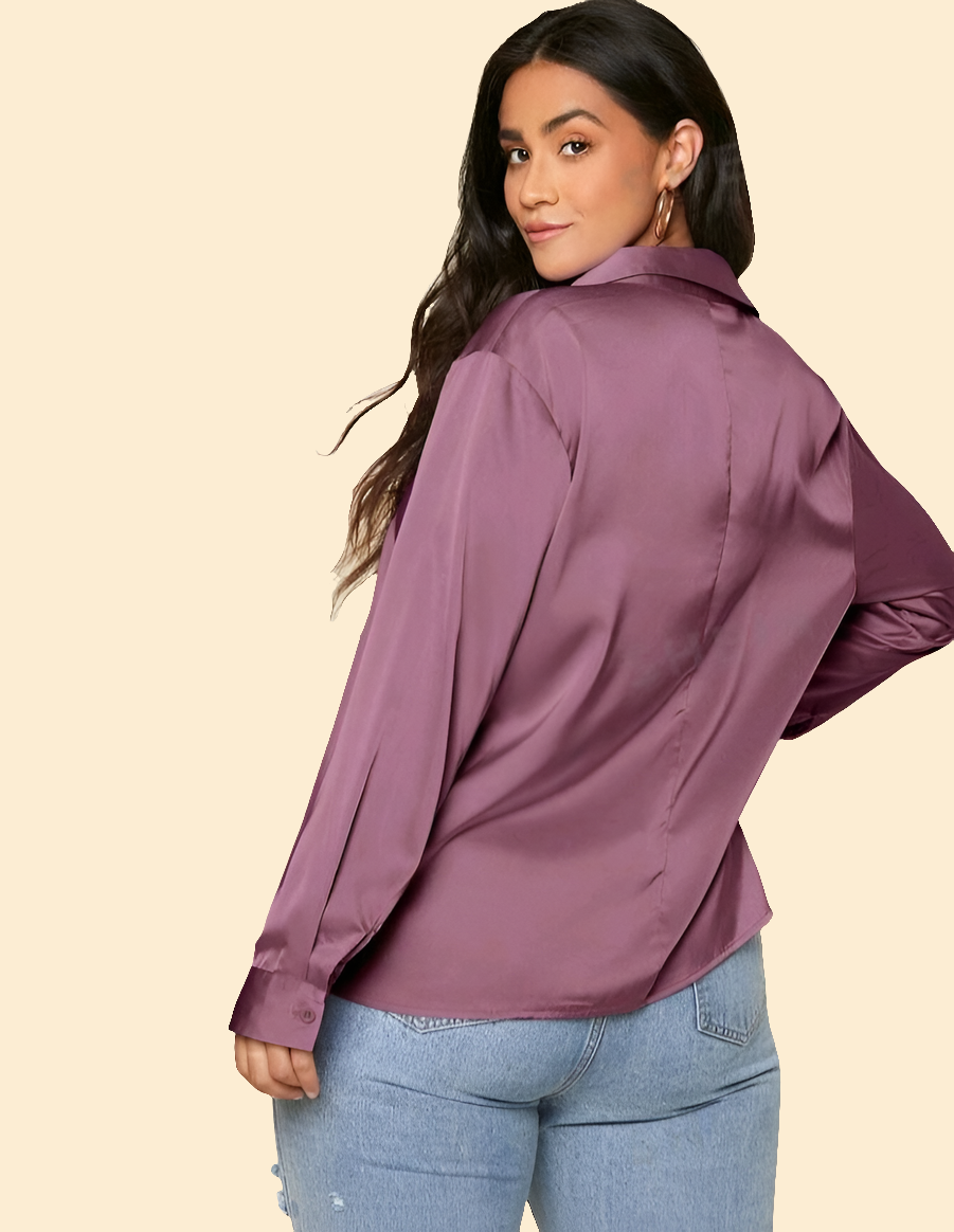 Camisa Unicolor de Talla Grande con Botón Delantero ID03