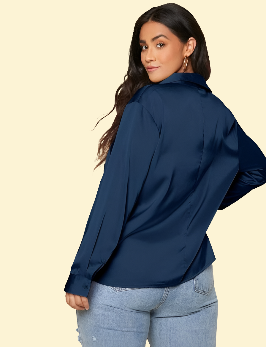 Camisa Unicolor de Talla Grande con Botón Delantero ID03