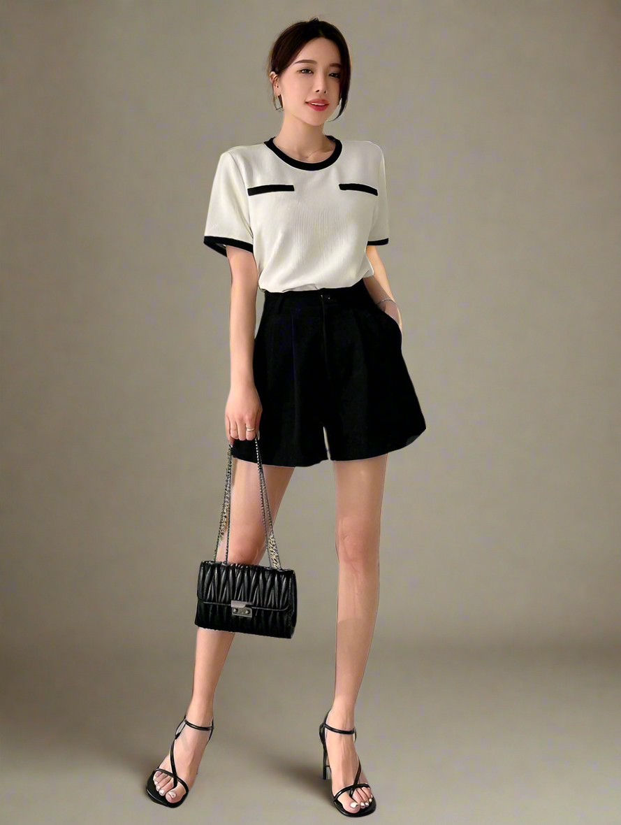 Camiseta Cuello Redondo con Bloqueo de color A25PX05