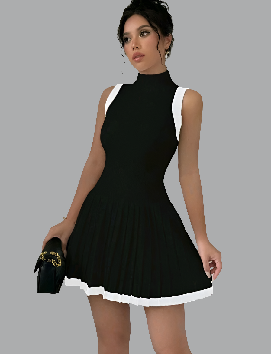 Vestido de Jersey Plisado sin Mangas D25XA03