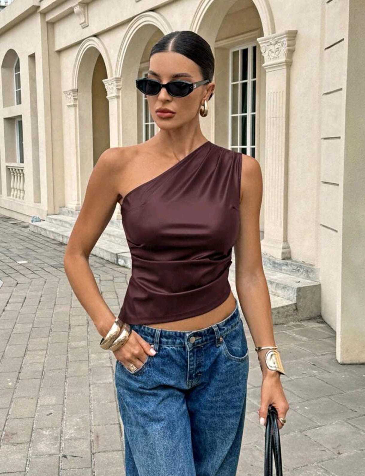 Top de mujer con hombro descubierto A25PZ04
