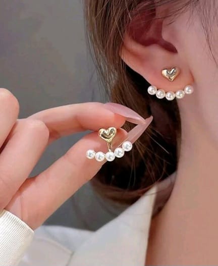 Encanto Perlado Pendientes con Diseño de Corazón Z F25MW09