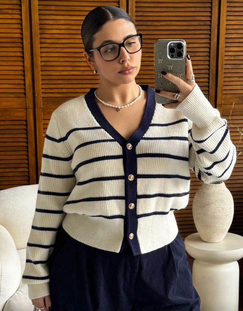 Cárdigan con rayas E26XU08