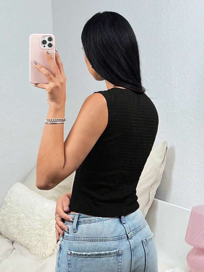 Blusa sin mangas casual con botones delanteros A25PQ07