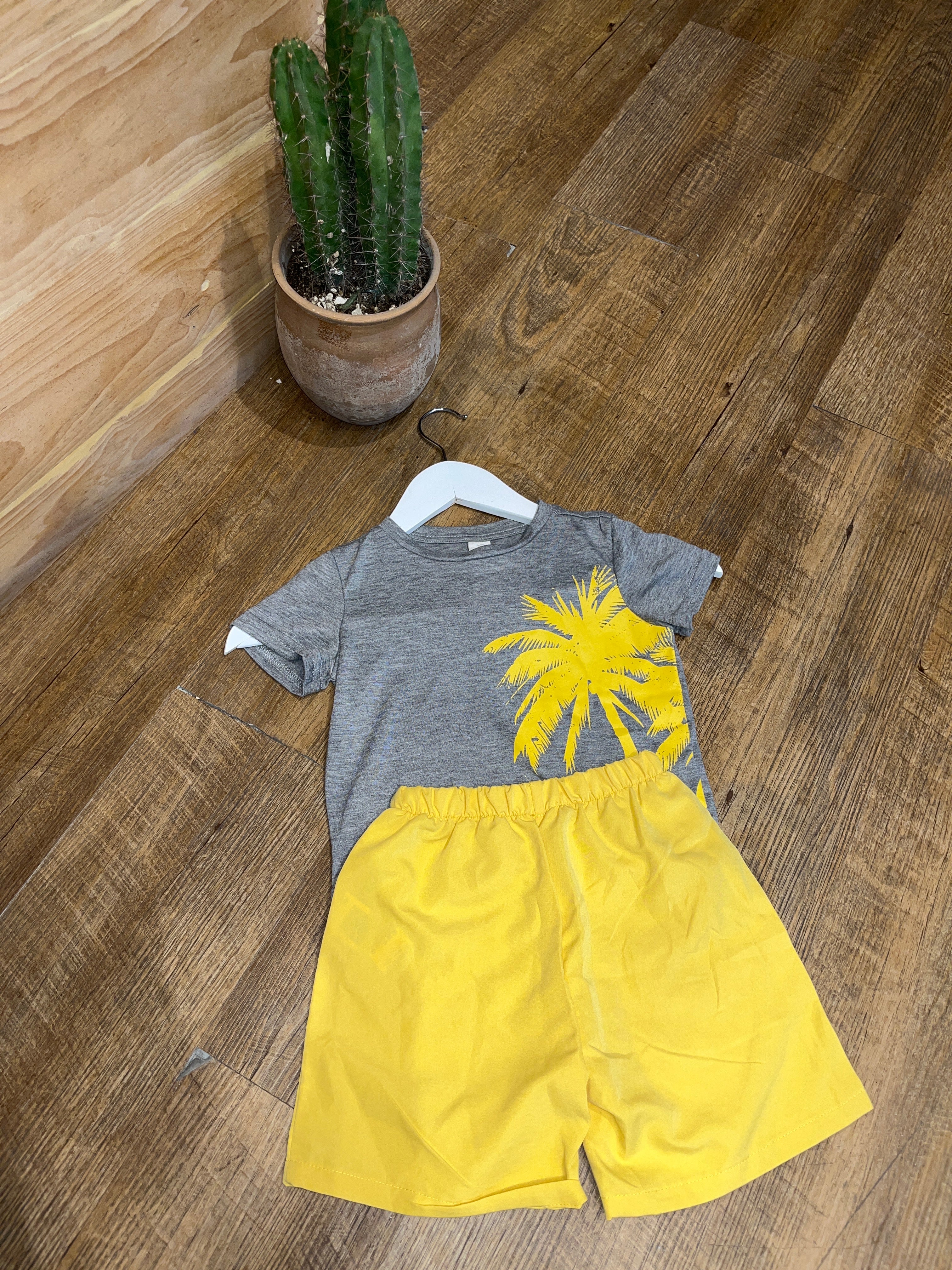 Camiseta y Shorts, con estampado de palmera AP07 ￼