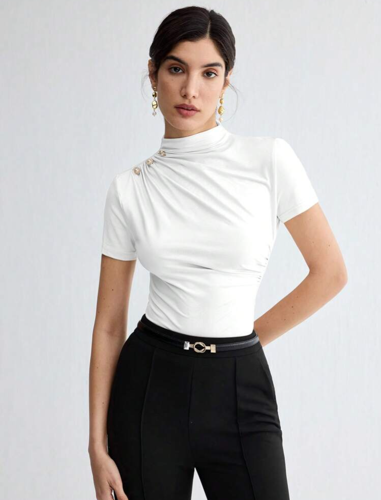 Blusa blanca manga corta S25UP09